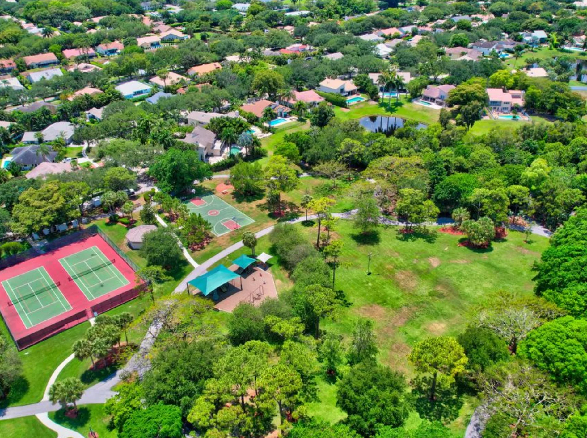Aerial view of homes in Colonnade, Boca Raton